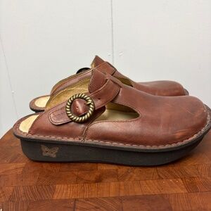 Algeria Classic Clog Brown Oiled Leather Size 37(EU) US 7-7.5